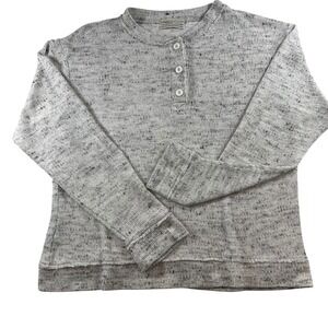 Urban Outfitters Grey Space Dye Ribbed Henley Long Sleeve Top Medium Unisex Cozy